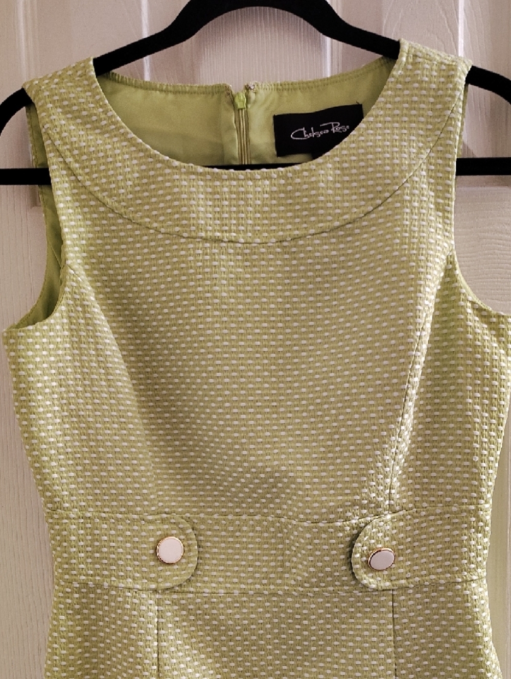 Chico's Lime Textured Sleeveless Midi Sheath Dress - Picture 10 of 11
